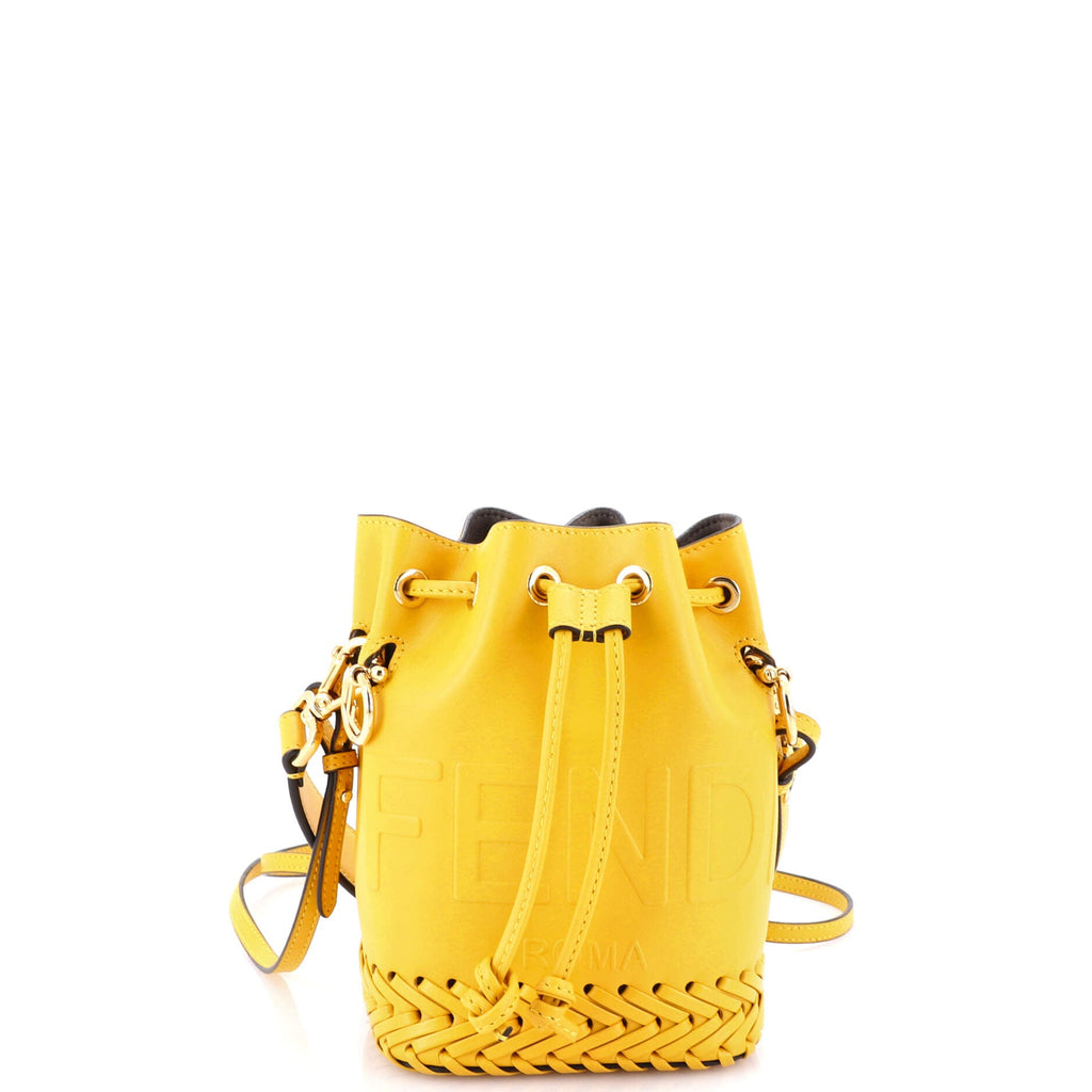 Mon Tresor Bucket Bag Leather with Whipstitch Detail Mini