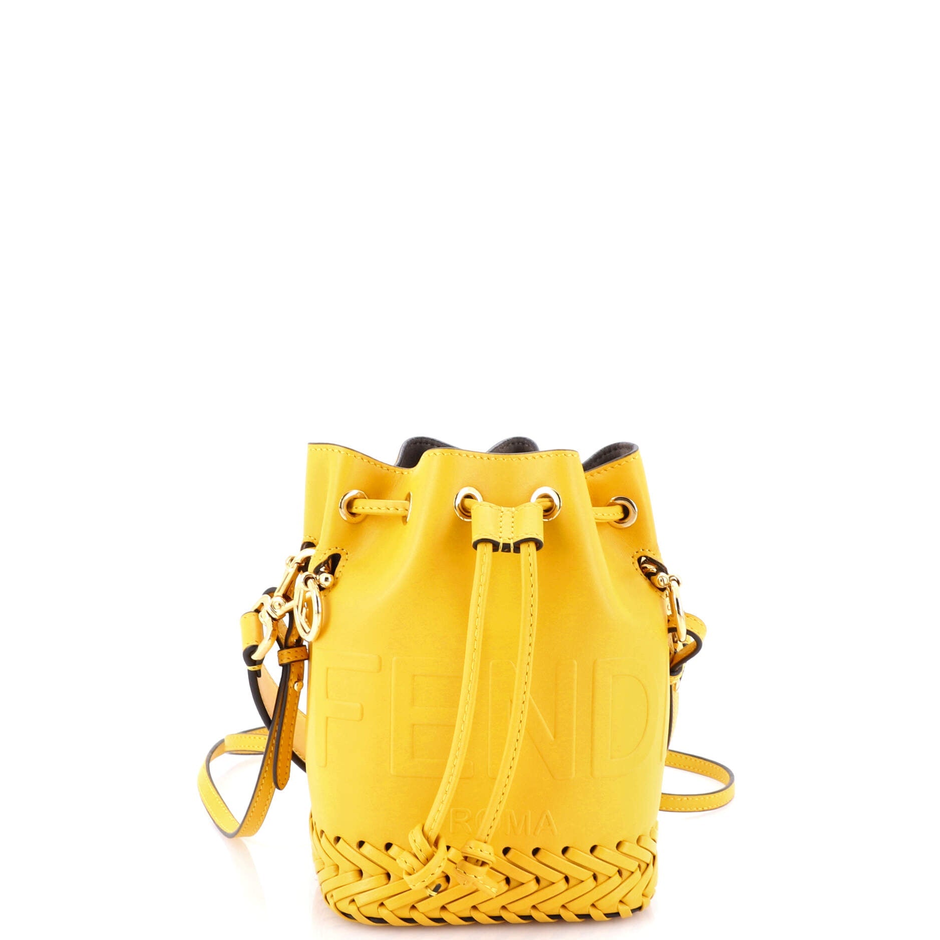 Mon Tresor Bucket Bag Leather with Whipstitch Detail Mini