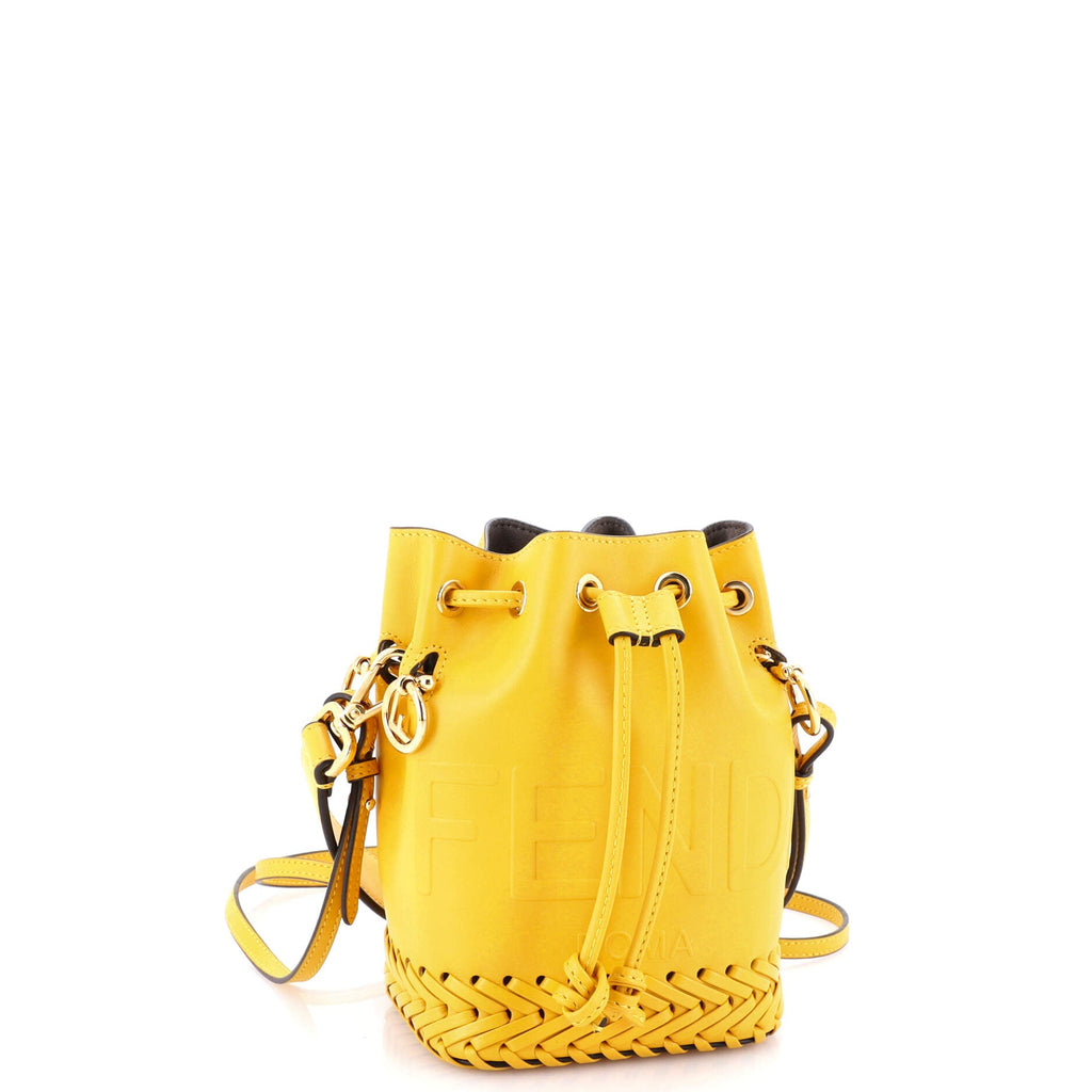 Mon Tresor Bucket Bag Leather with Whipstitch Detail Mini