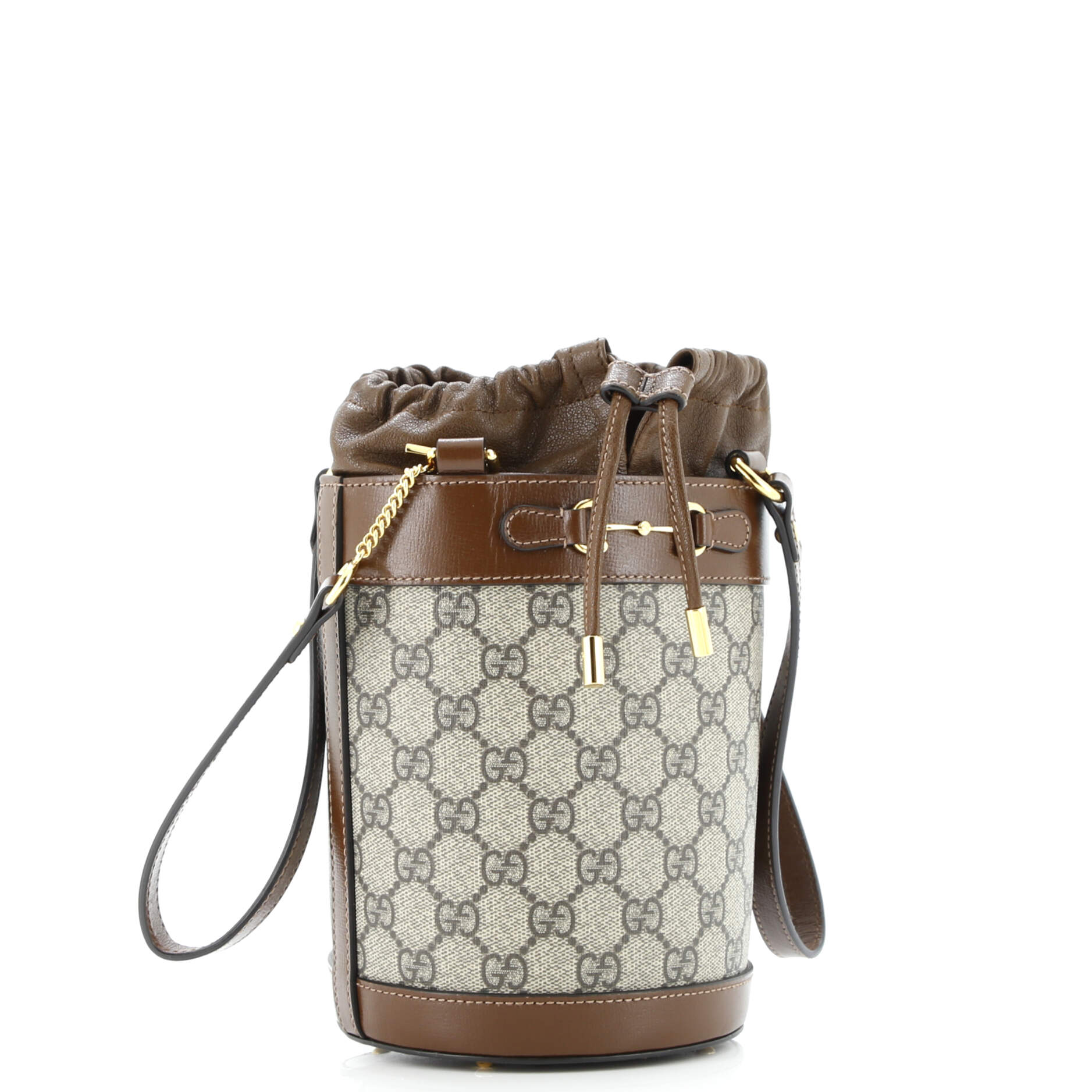 Horsebit 1955 Bucket Bag GG Coated Canvas with Leather Small