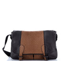 Gardena Messenger Bag Cervo with Intrecciato Detail Large