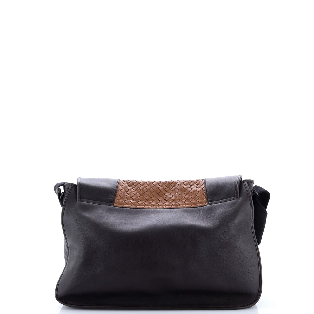 Gardena Messenger Bag Cervo with Intrecciato Detail Large
