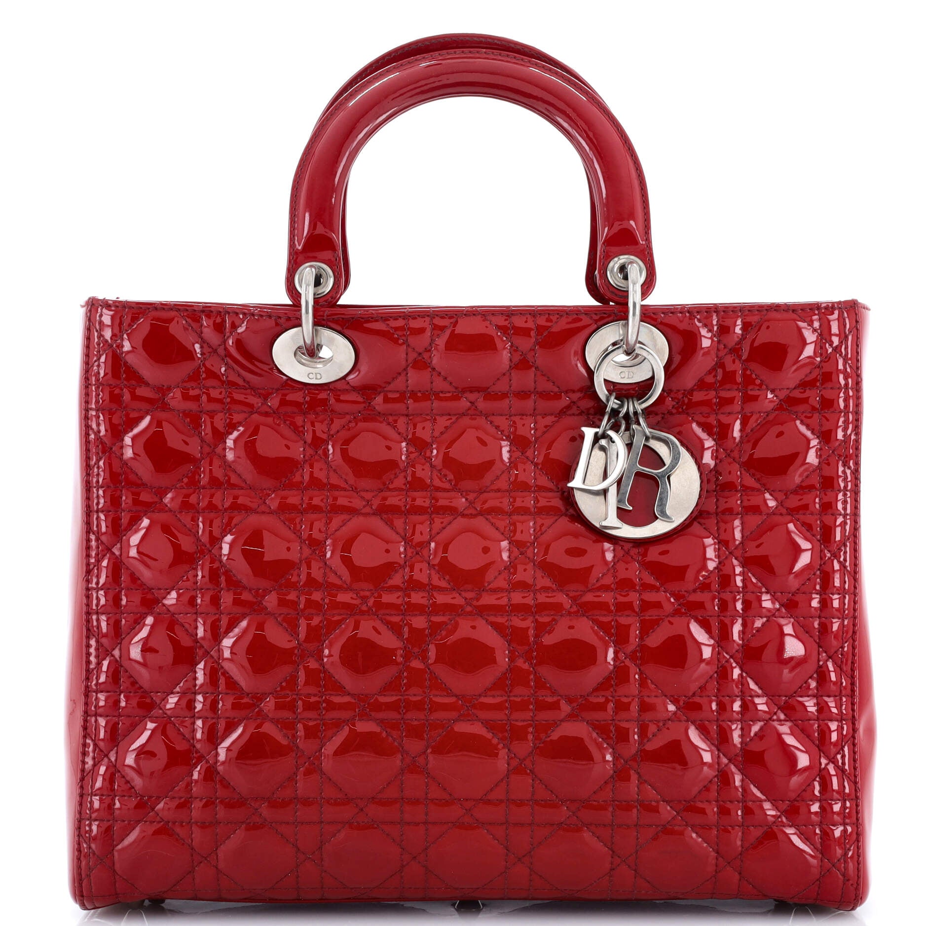Lady Dior Bag Cannage Quilt Patent Large
