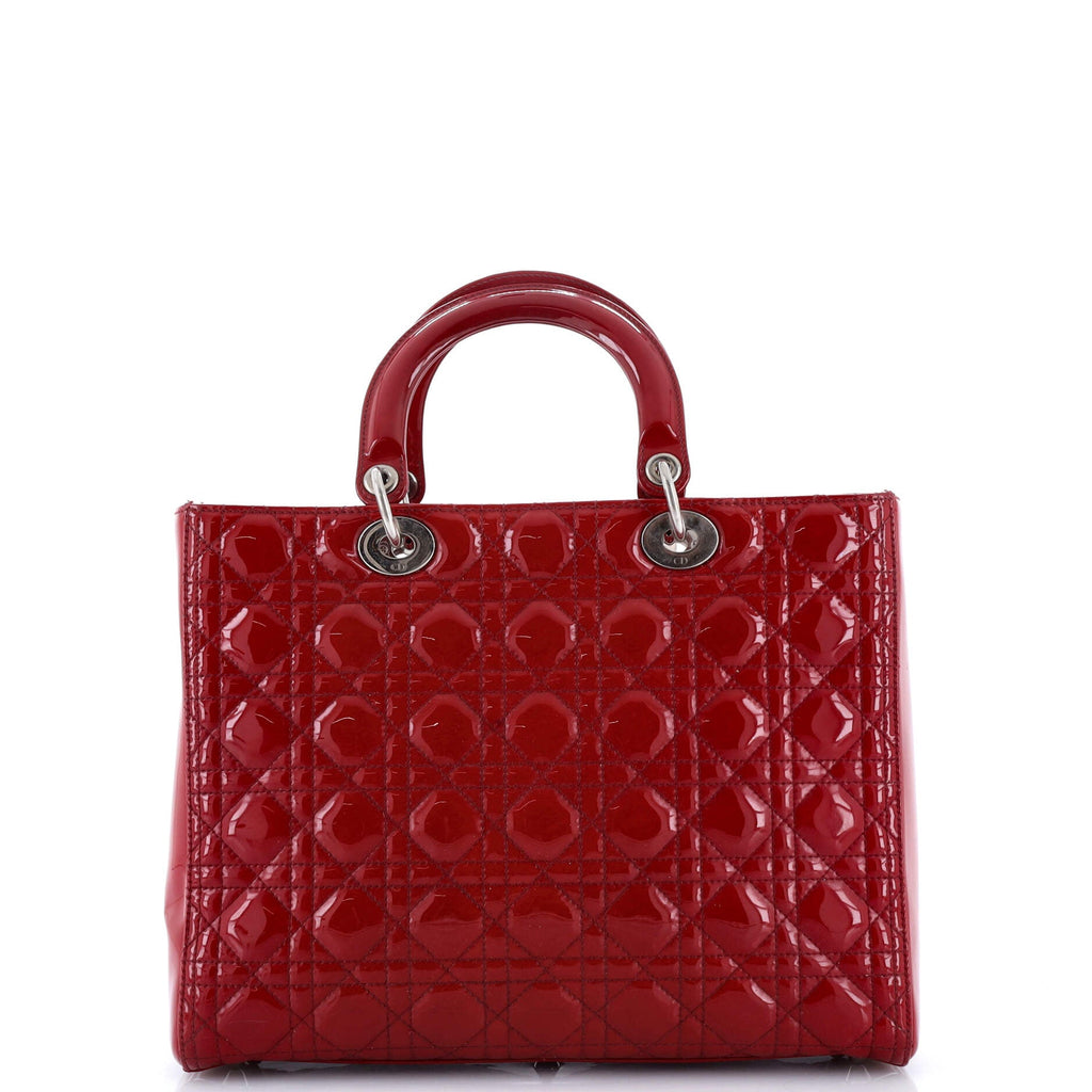 Lady Dior Bag Cannage Quilt Patent Large
