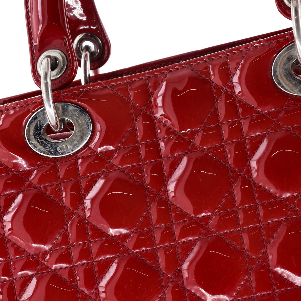 Lady Dior Bag Cannage Quilt Patent Large