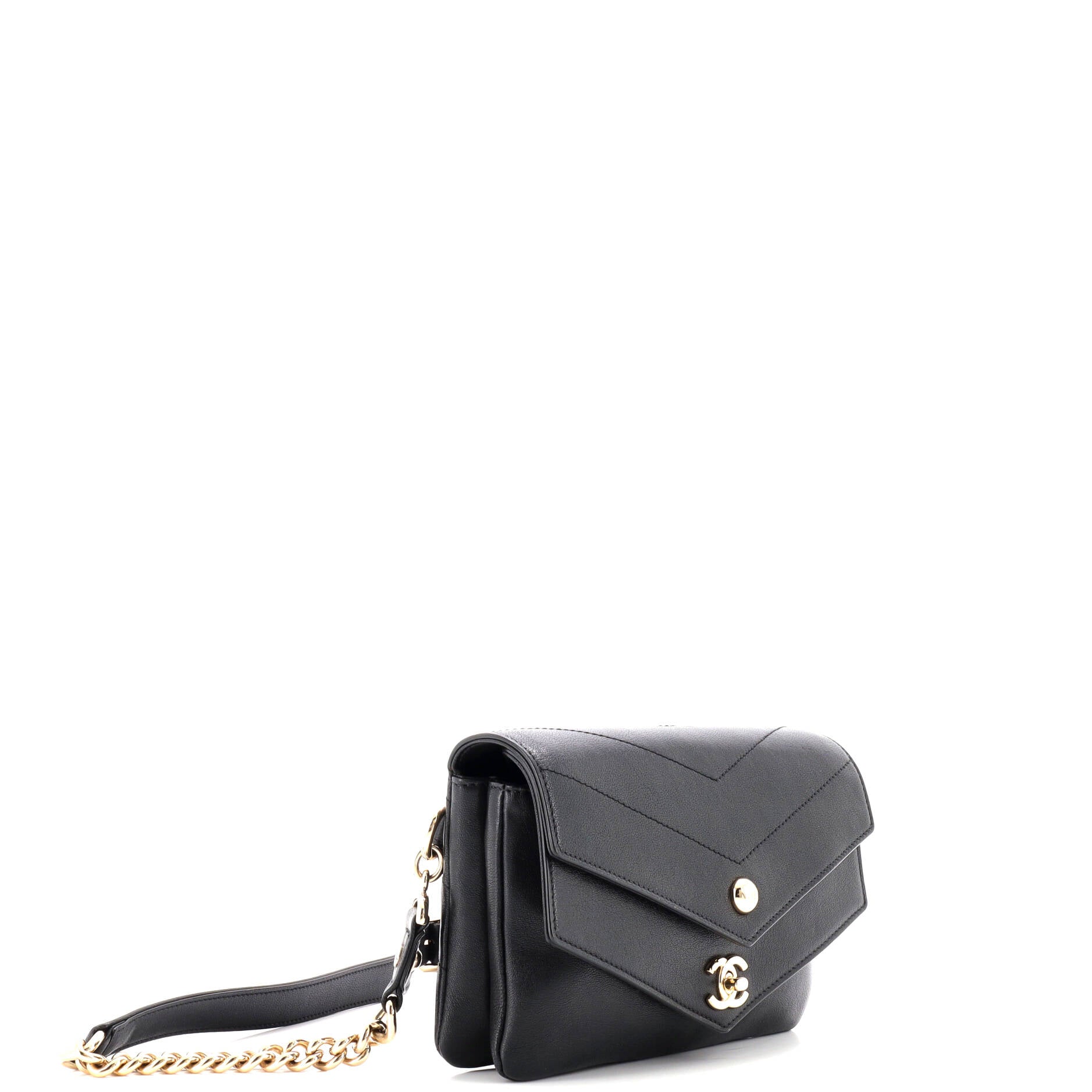 Double Flap Waist Bag Chevron Sheepskin