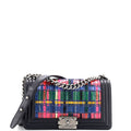 Boy Flap Bag Woven PVC with Lambskin Old Medium