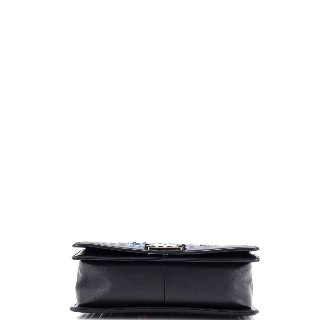 Boy Flap Bag Woven PVC with Lambskin Old Medium