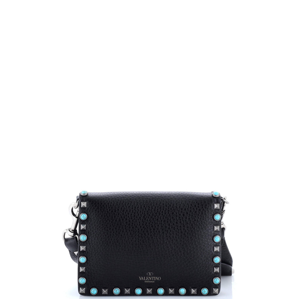 Rolling Rockstud Crossbody Bag Leather with Cabochons Small