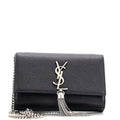 Classic Monogram Tassel Crossbody Bag Grainy Leather Small