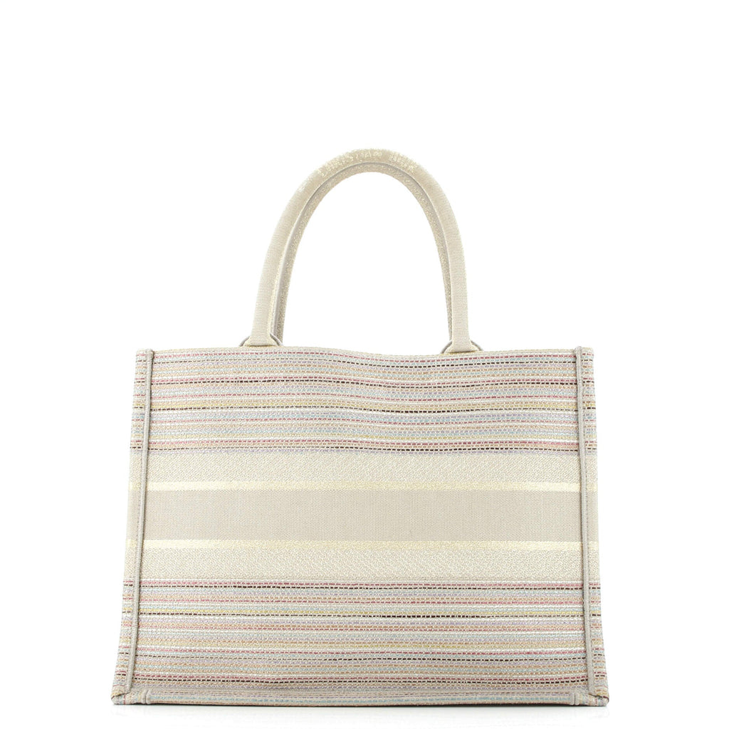 Book Tote Multicolor Stripes Embroidered Canvas Medium