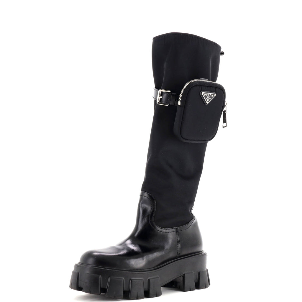 Women's Monolith Knee High Boots Nylon and Leather