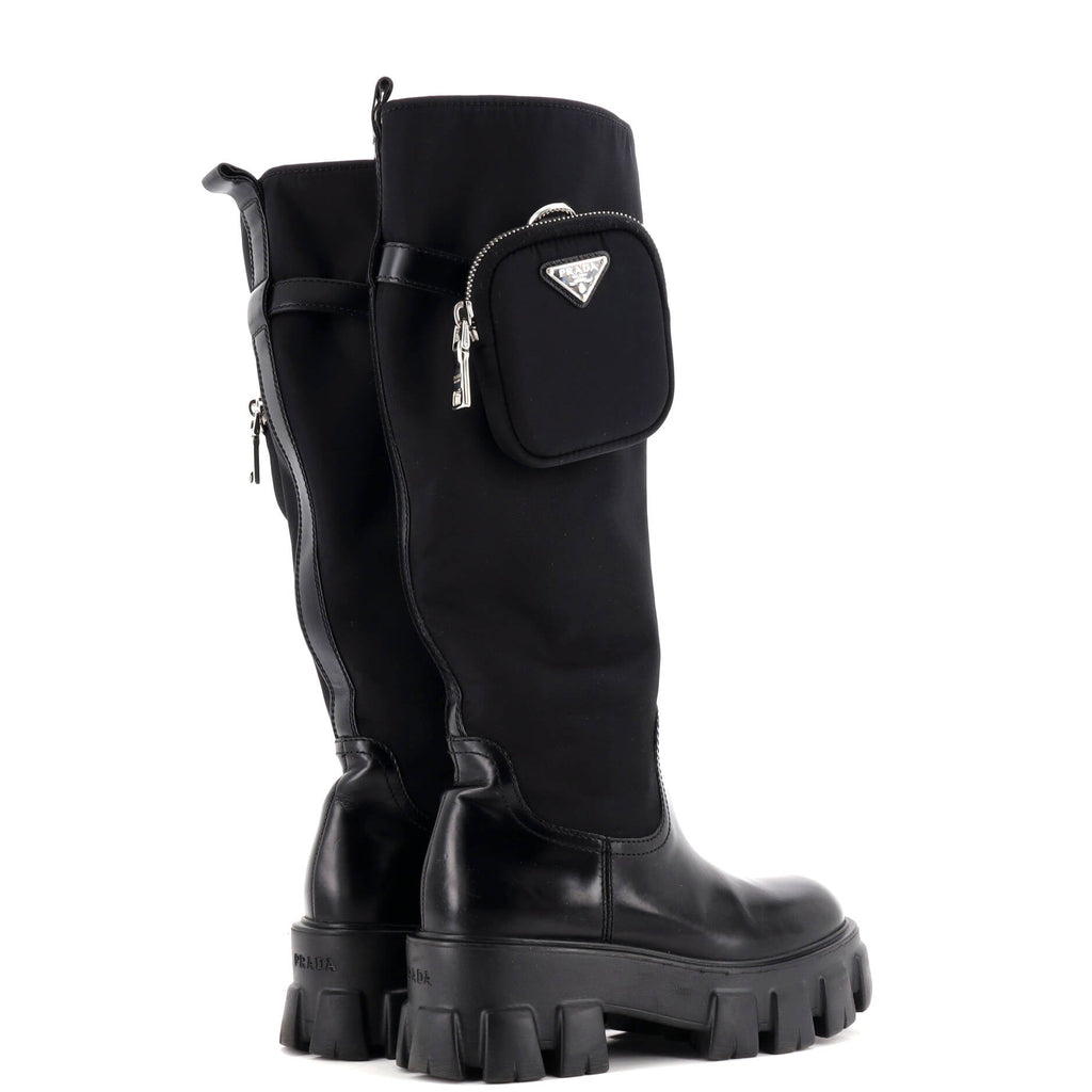 Women's Monolith Knee High Boots Nylon and Leather