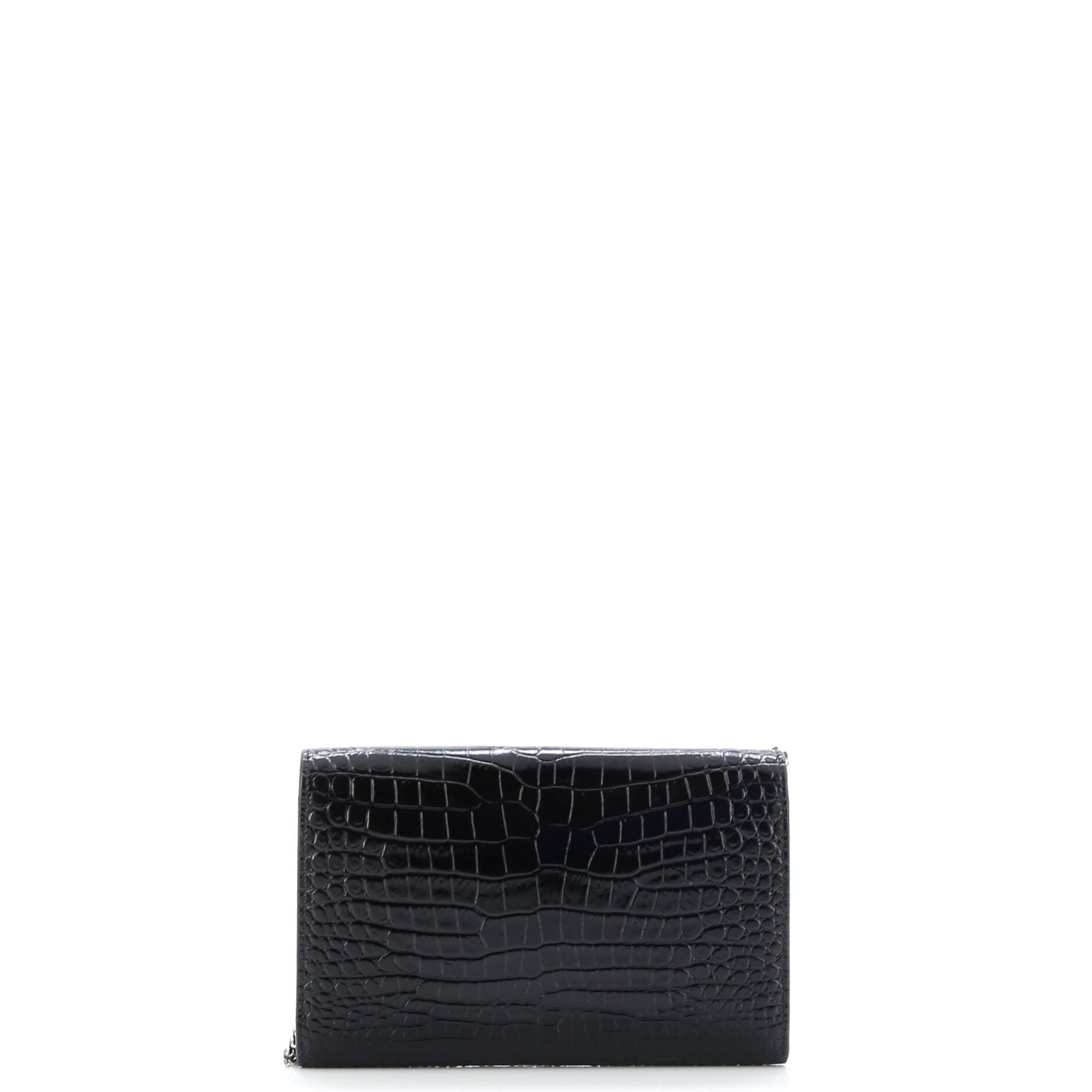 Uptown Chain Wallet Crocodile Embossed Leather