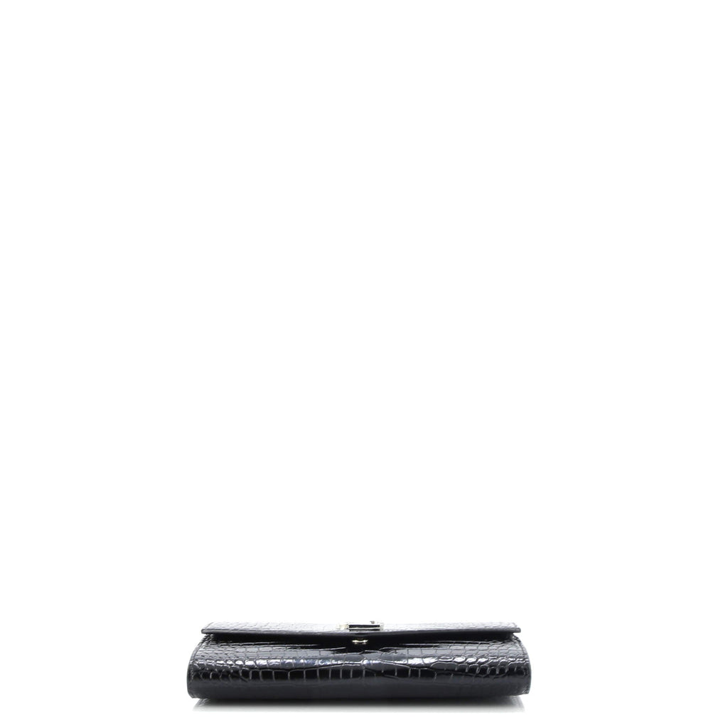 Uptown Chain Wallet Crocodile Embossed Leather