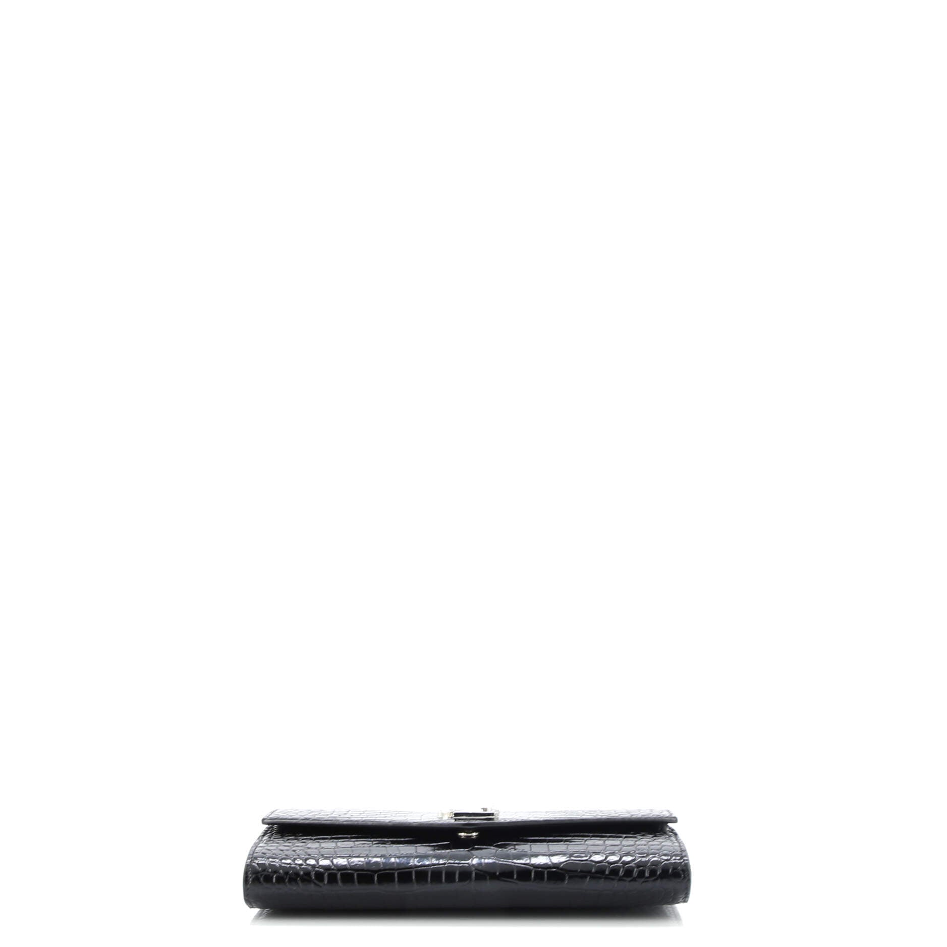 Uptown Chain Wallet Crocodile Embossed Leather