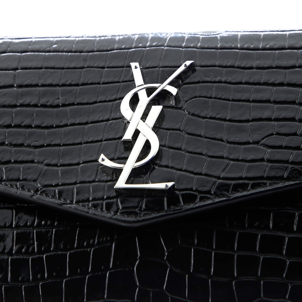 Uptown Chain Wallet Crocodile Embossed Leather