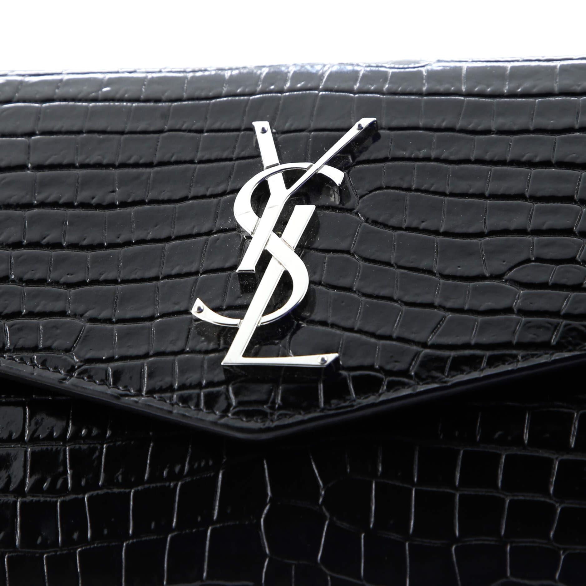 Uptown Chain Wallet Crocodile Embossed Leather
