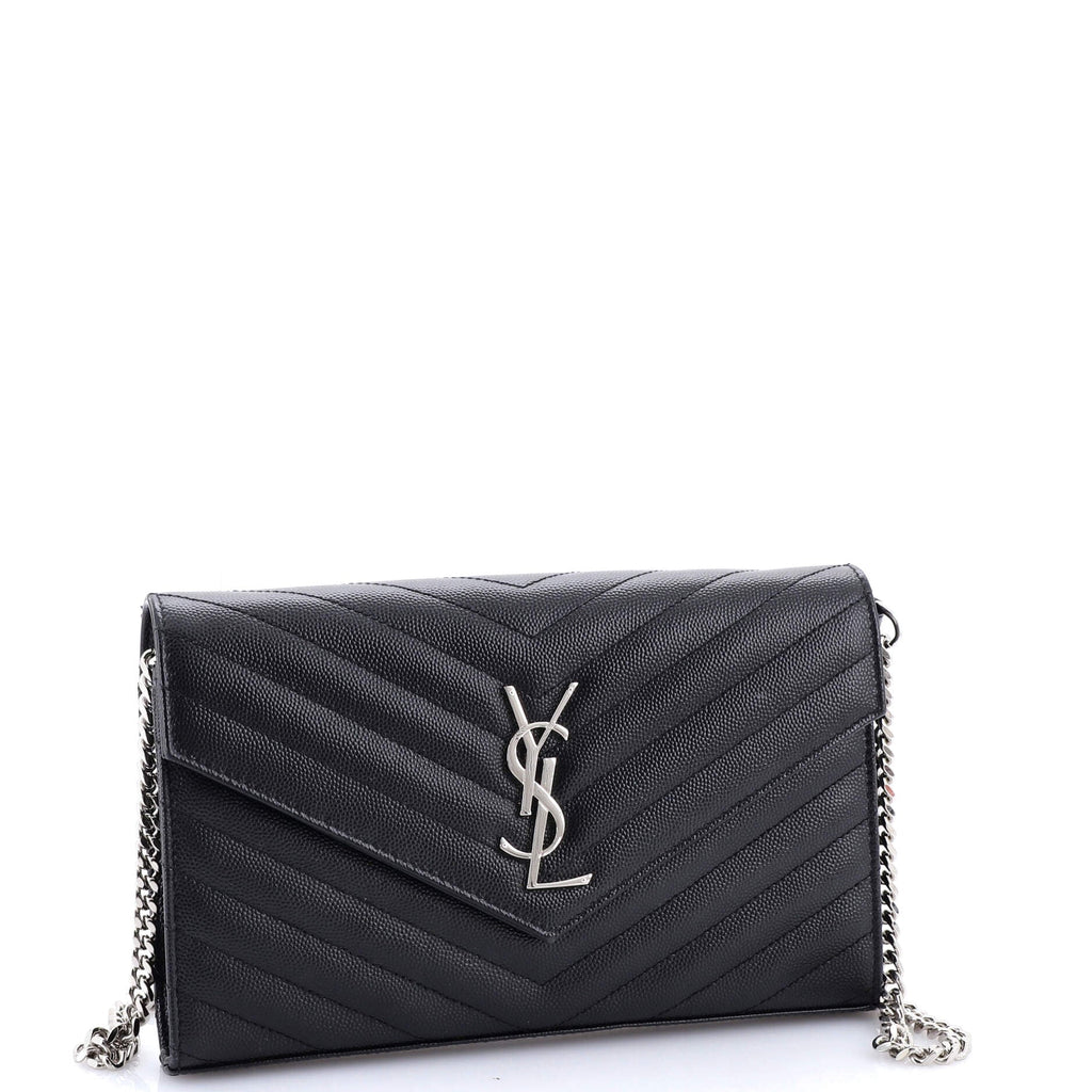 Classic Monogram Wallet on Chain Matelasse Chevron Leather Medium