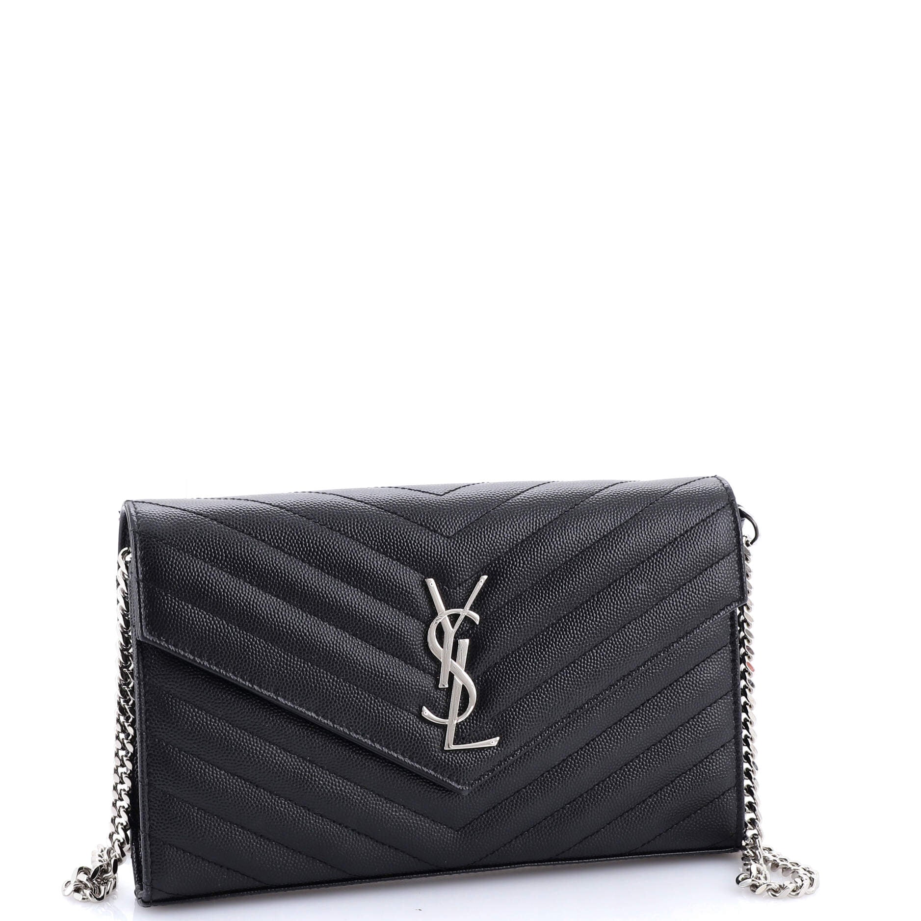 Classic Monogram Wallet on Chain Matelasse Chevron Leather Medium