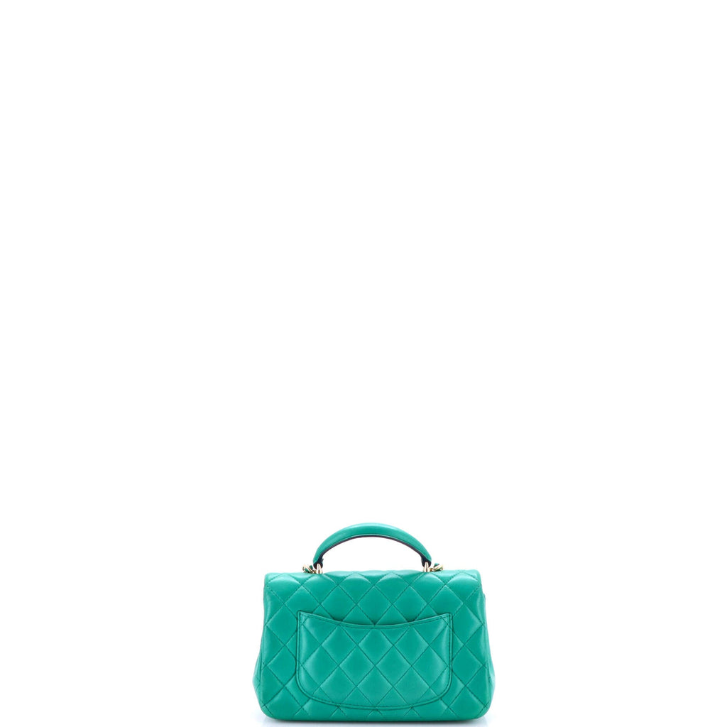 Classic Single Flap Top Handle Bag Quilted Lambskin Mini