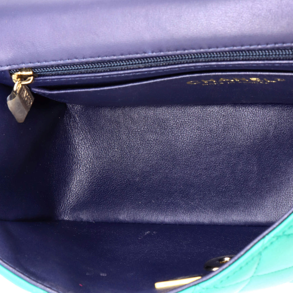 Classic Single Flap Top Handle Bag Quilted Lambskin Mini