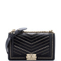 Boy Flap Bag Chevron Embellished Crumpled Calfskin Old Medium