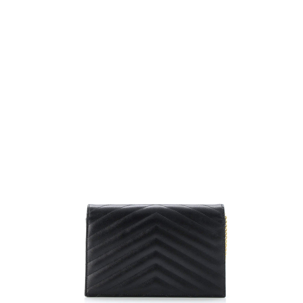 Classic Monogram Wallet on Chain Matelasse Chevron Leather Small