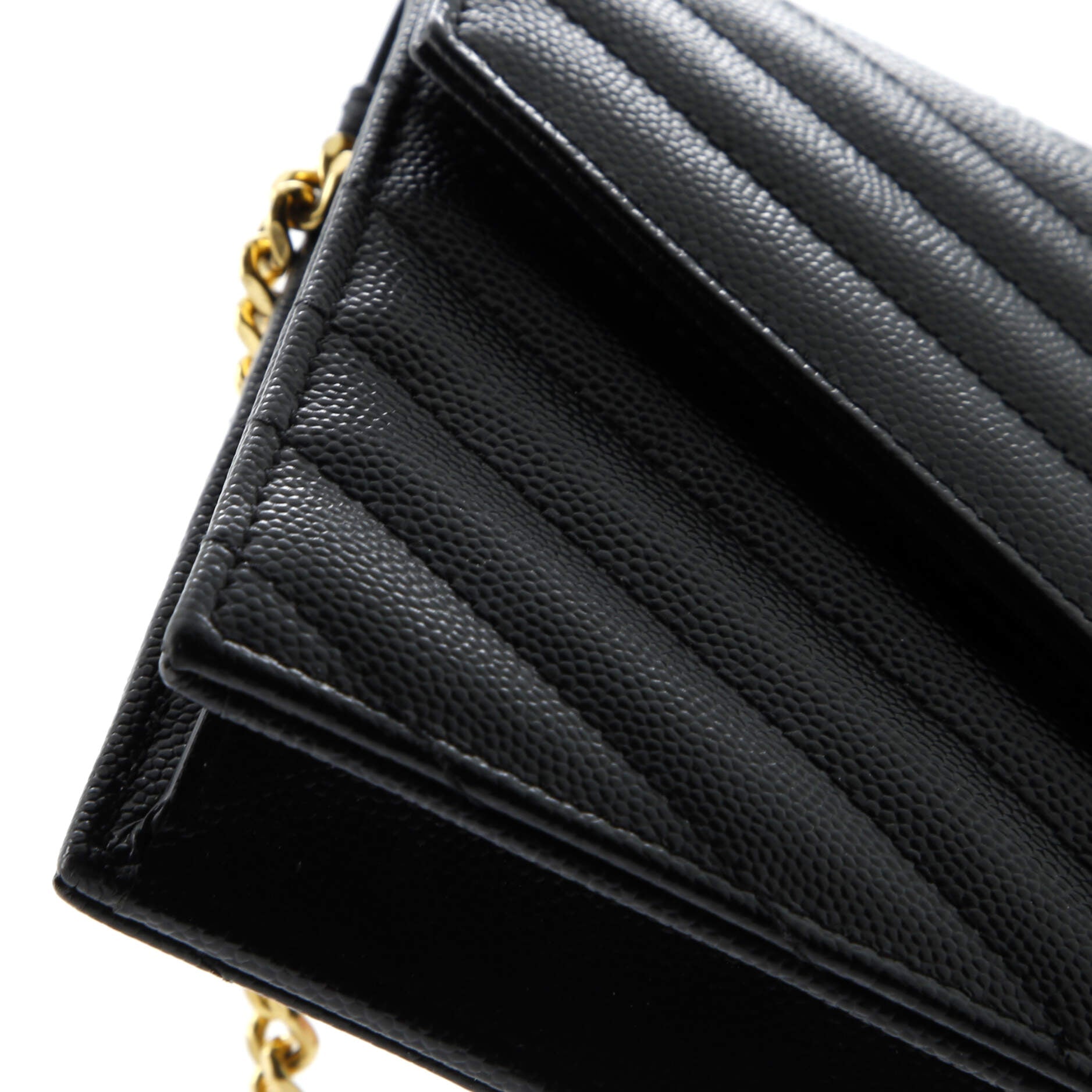 Classic Monogram Wallet on Chain Matelasse Chevron Leather Small