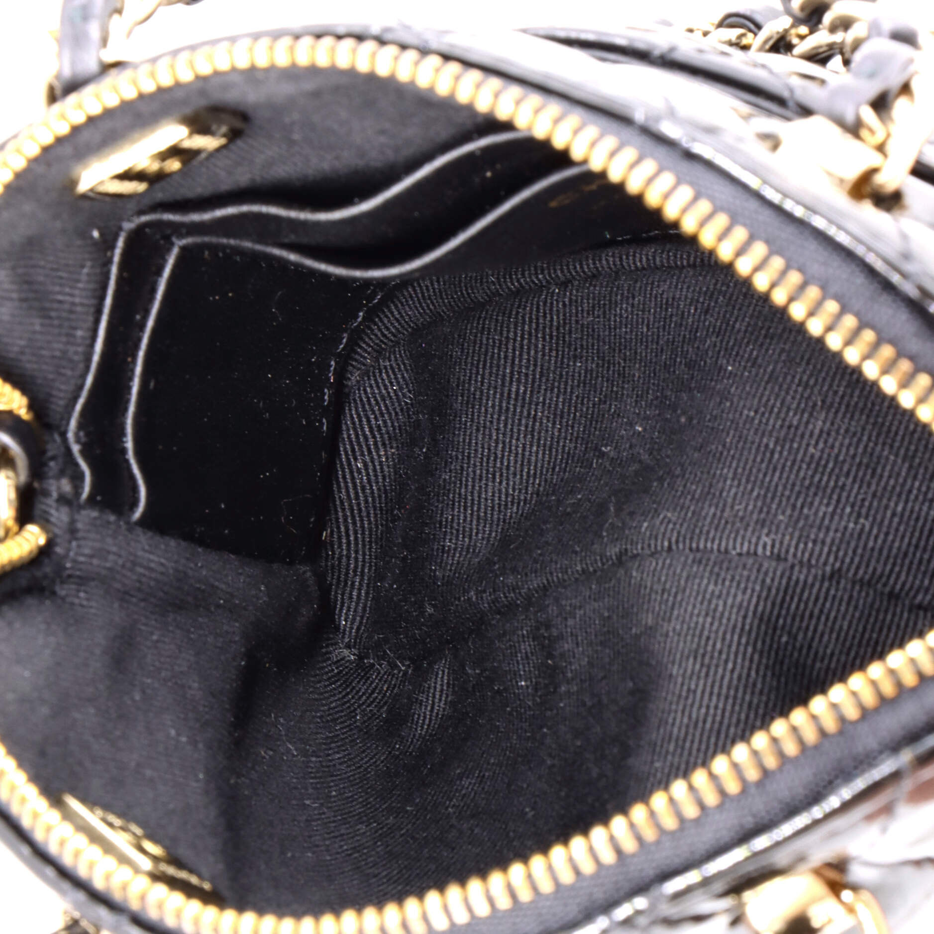CC Dome Zip Crossbody Bag Quilted Patent Mini