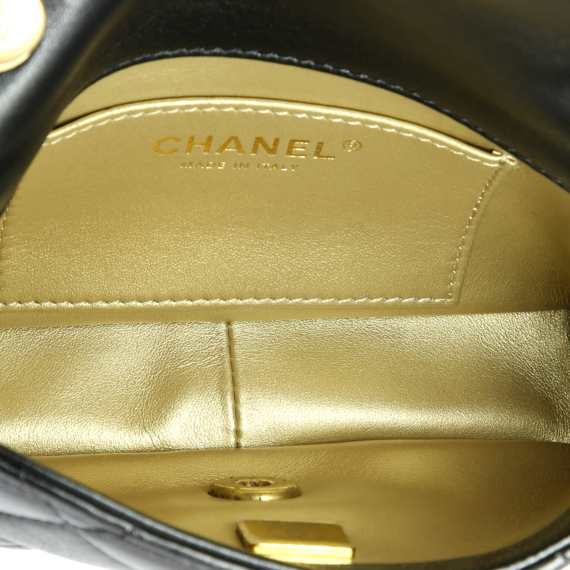 Twin Pearl Adjustable Chain Flap Bag Quilted Lambskin Mini