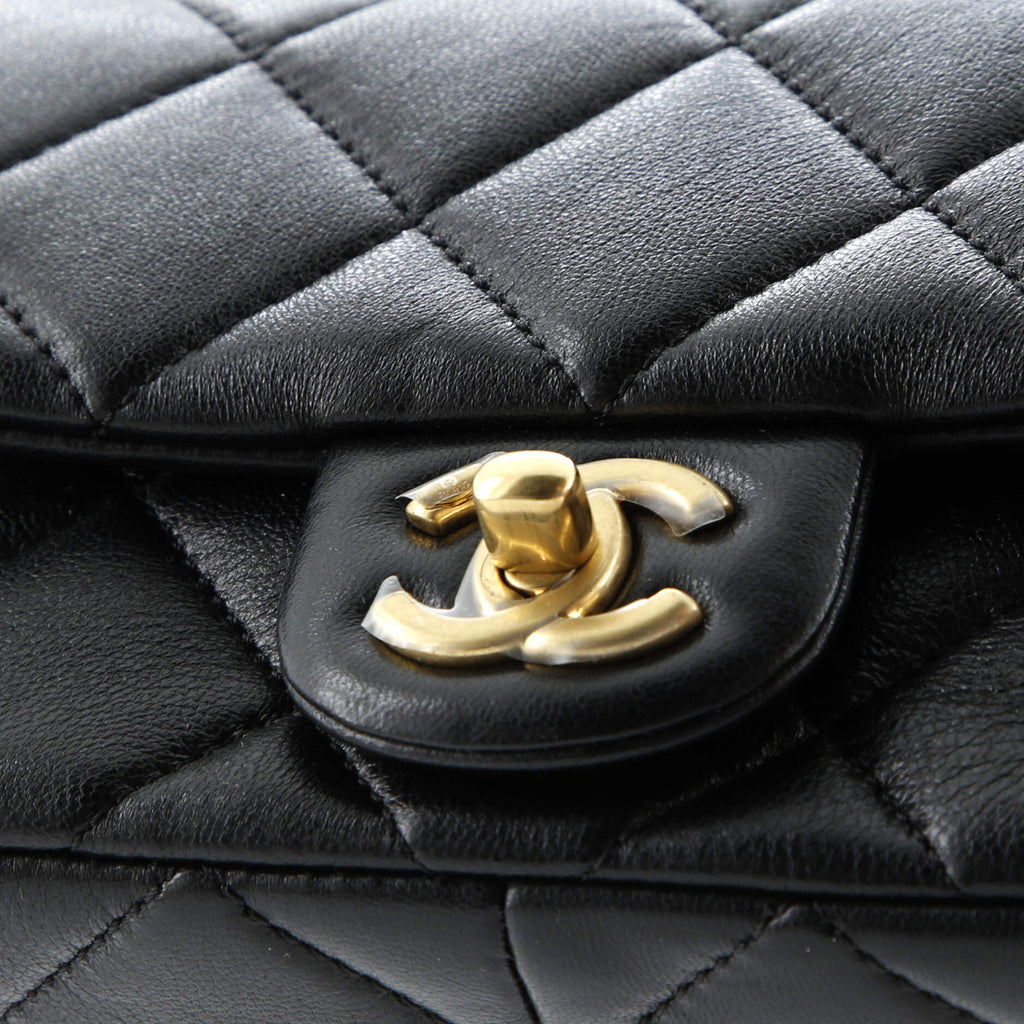 Twin Pearl Adjustable Chain Flap Bag Quilted Lambskin Mini
