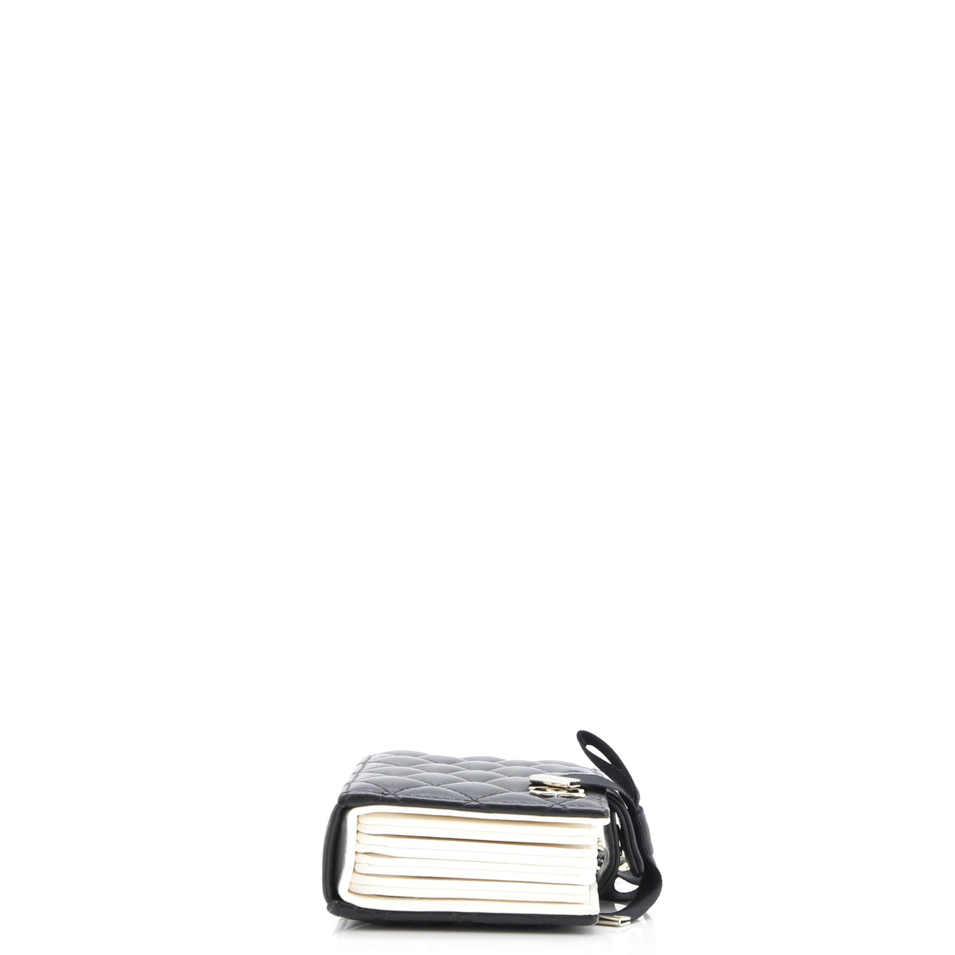 CC Book Card Holder with Chain Quilted Lambskin