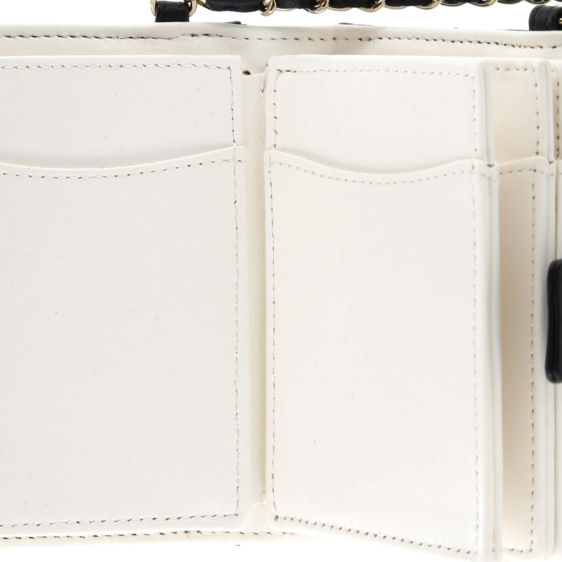 CC Book Card Holder with Chain Quilted Lambskin