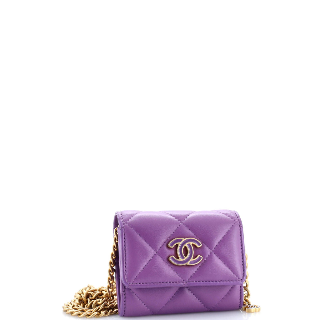 Pending CC Card Holder on Chain Quilted Lambskin
