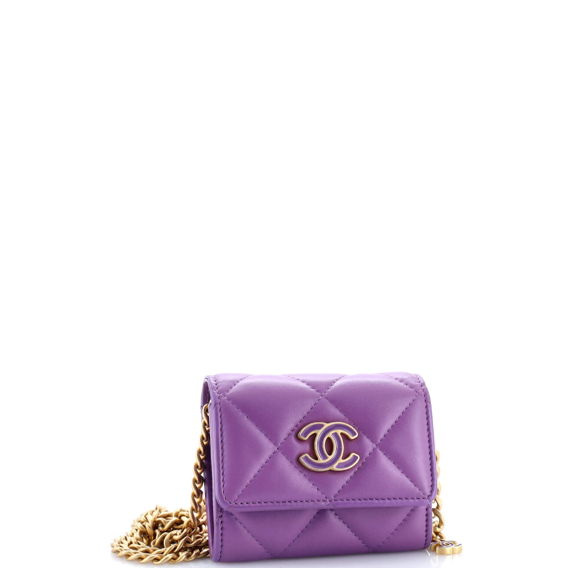 Pending CC Card Holder on Chain Quilted Lambskin