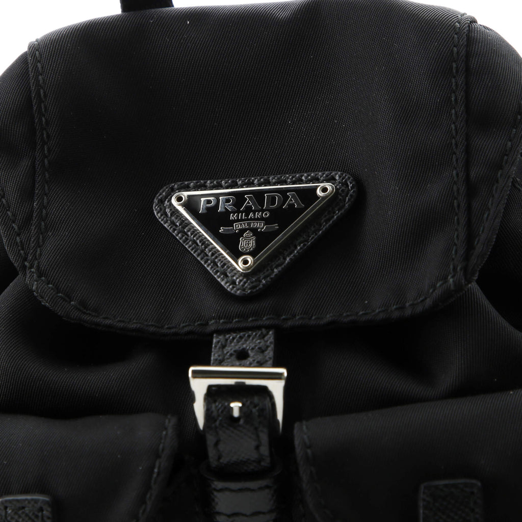Double Pocket Backpack Chain Shoulder Bag Re-Nylon Mini