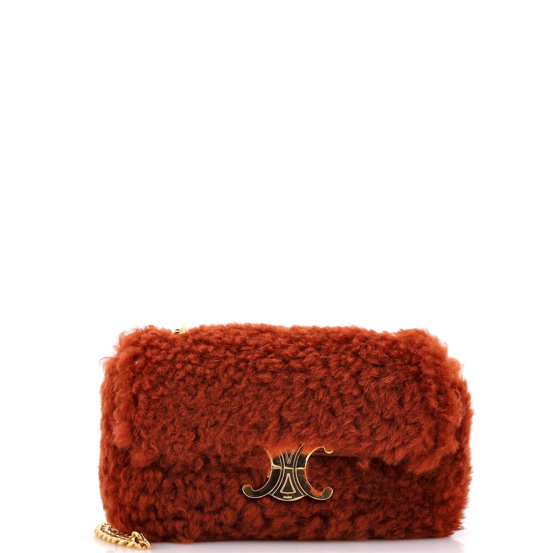 Triomphe Chain Shoulder Bag Shearling Small