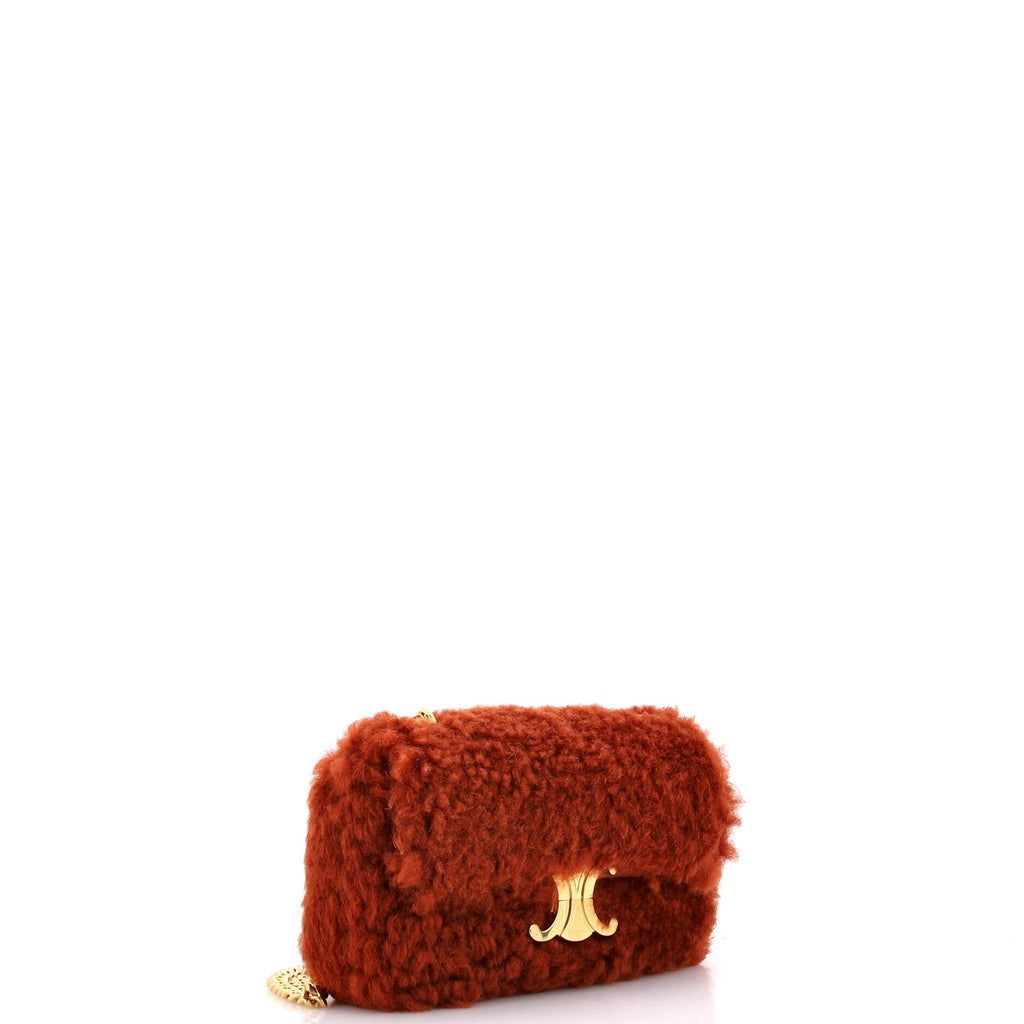 Triomphe Chain Shoulder Bag Shearling Small