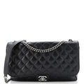 CC Push Lock Flap Bag Stitched Calfskin Jumbo