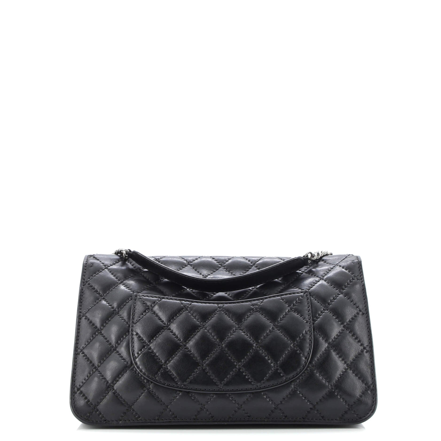 CC Push Lock Flap Bag Stitched Calfskin Jumbo