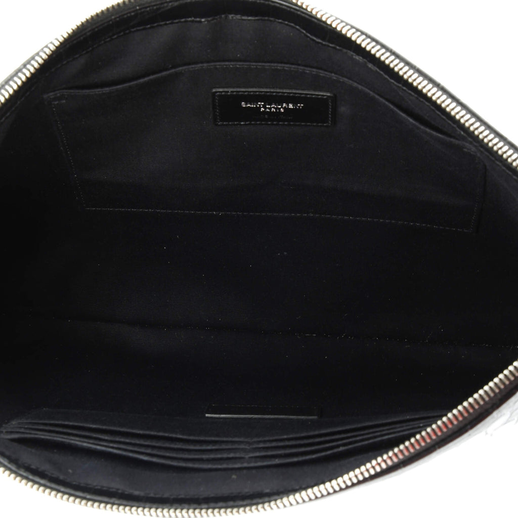 Classic Monogram Tablet Wristlet Pouch Crocodile Embossed Leather