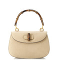 Vintage Convertible Bamboo Top Handle Bag Leather Small