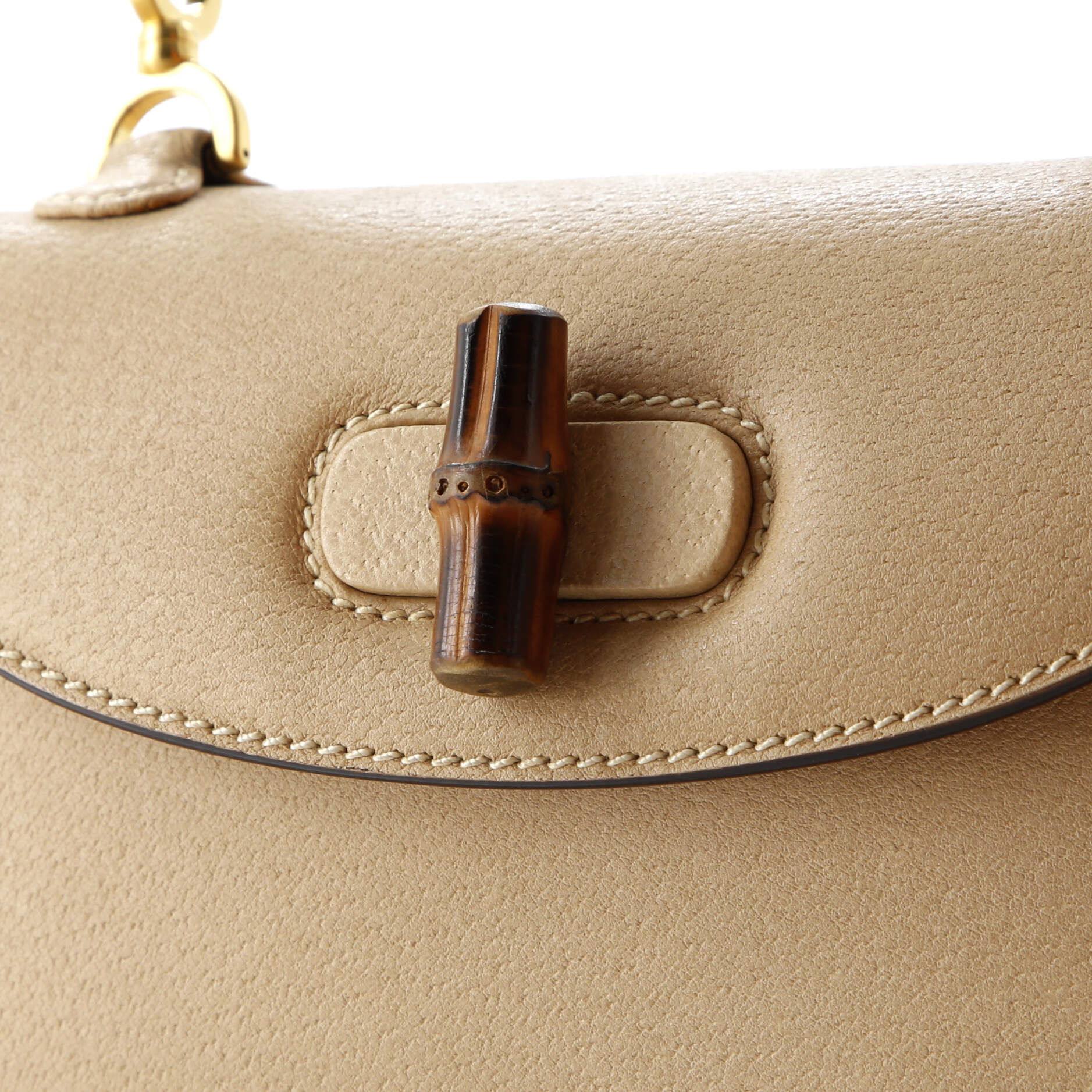 Vintage Convertible Bamboo Top Handle Bag Leather Small