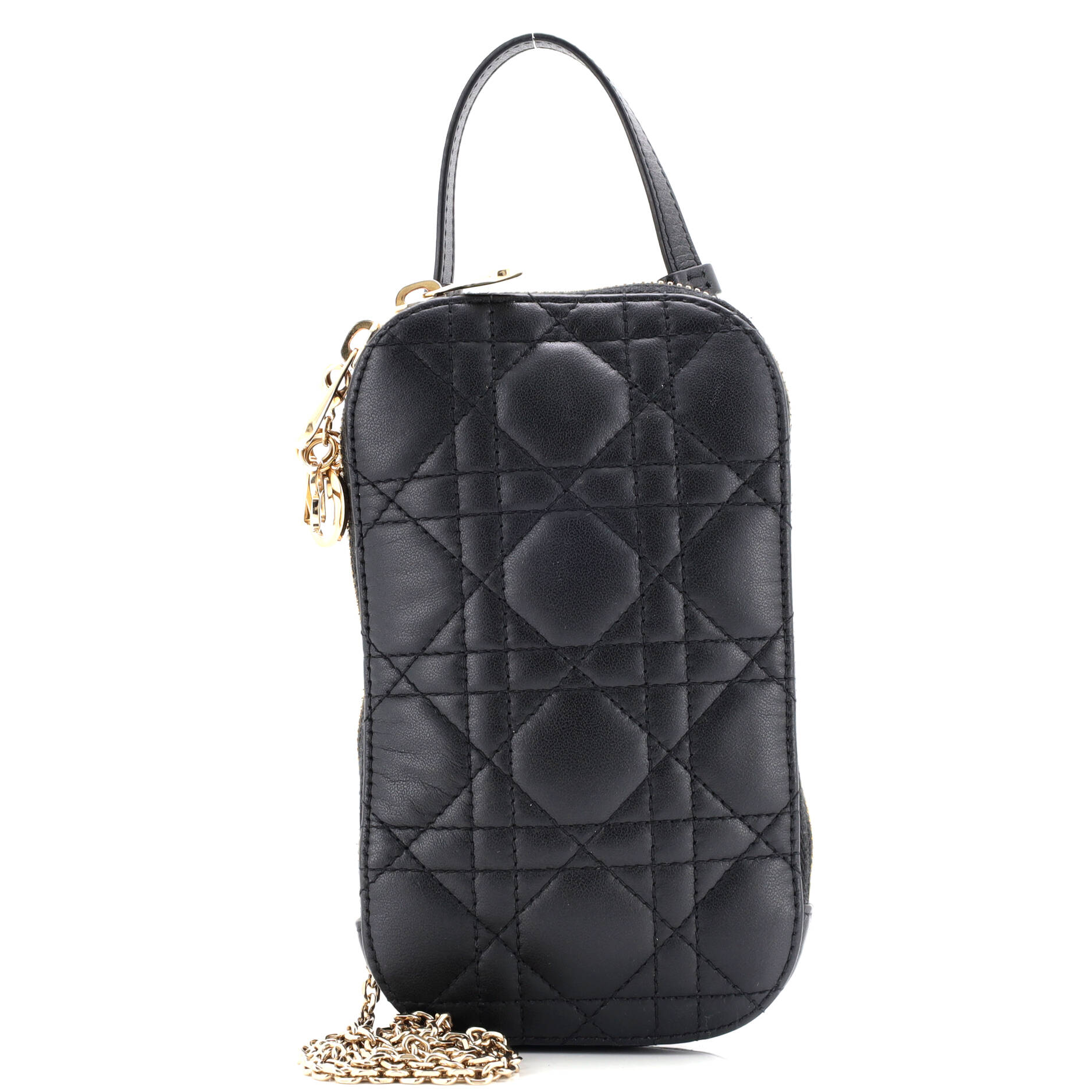 Lady Dior Phone Holder on Chain Cannage Quilt Lambskin