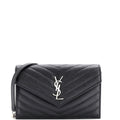 Classic Monogram Wallet on Chain Matelasse Chevron Leather Small