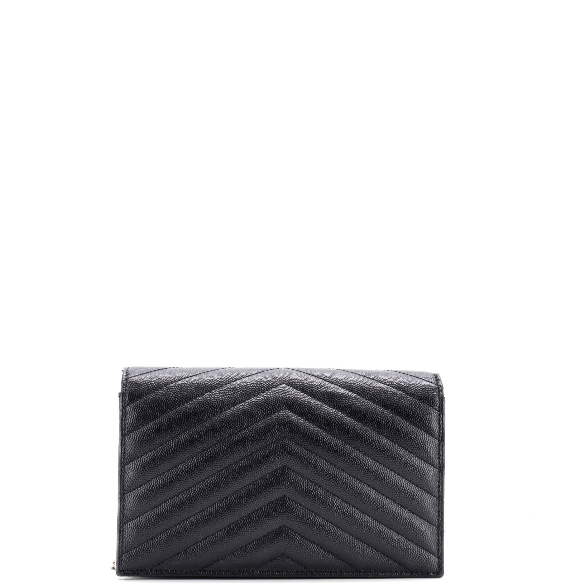 Classic Monogram Wallet on Chain Matelasse Chevron Leather Small