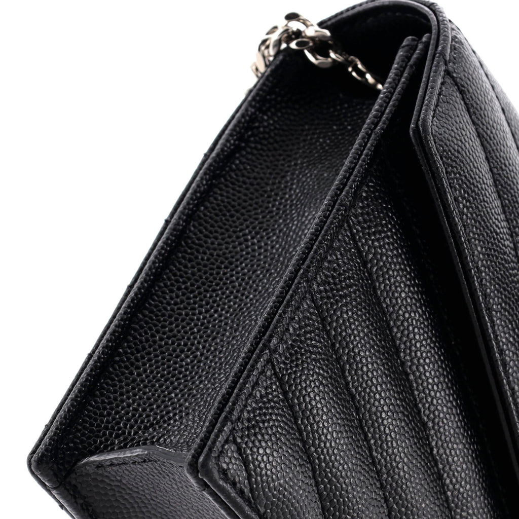 Classic Monogram Wallet on Chain Matelasse Chevron Leather Small
