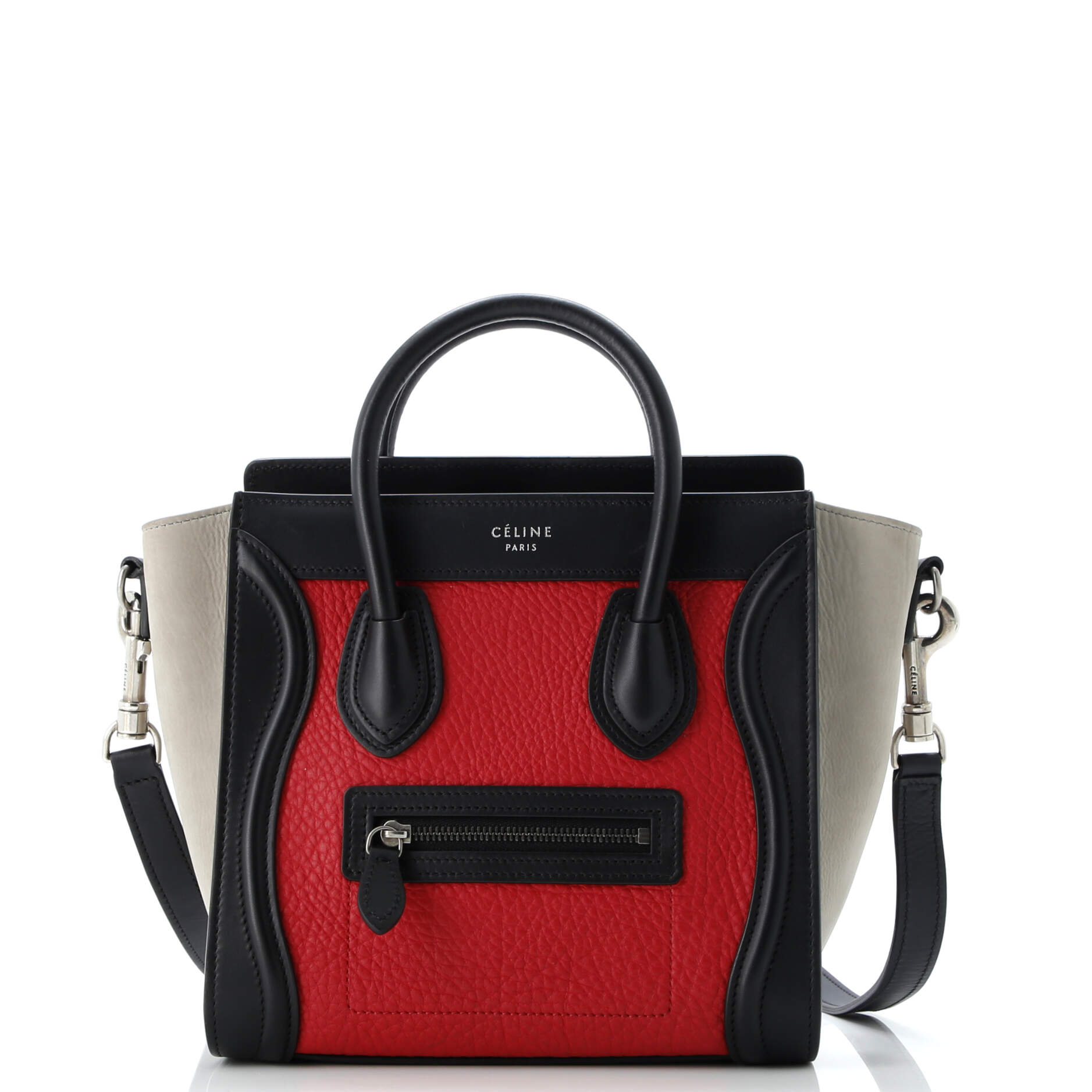 Tricolor Luggage Bag Leather Nano