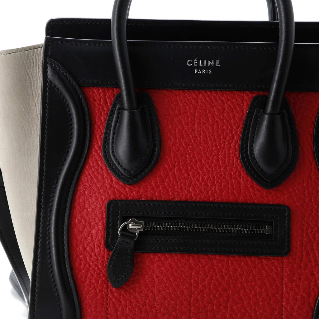 Tricolor Luggage Bag Leather Nano